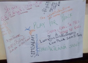 Saying Play for Peace in the participants language